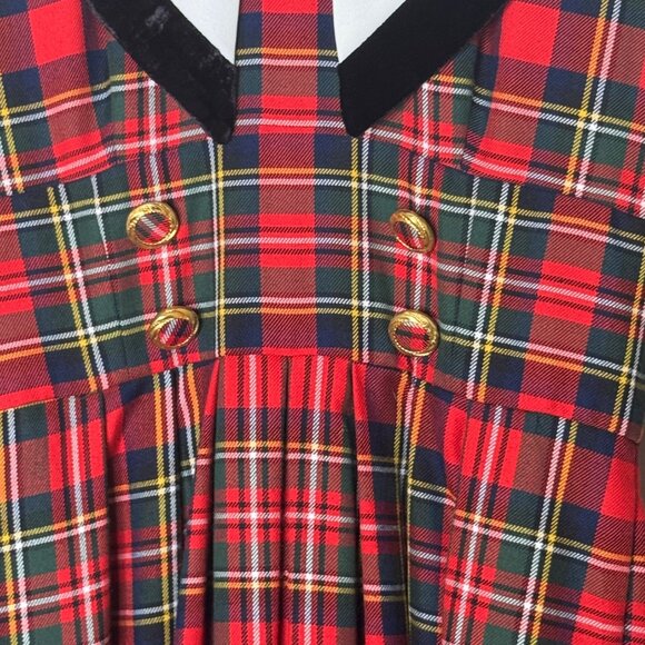 Vintage Talbots Maggy Boutique Tartan Plaid Jumpsuit 4 Sailor Collar 80s Preppy - Picture 2 of 8